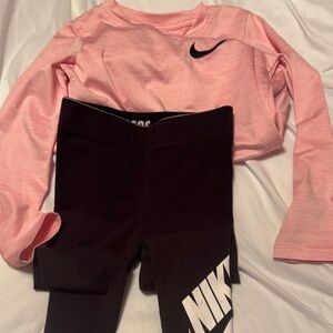 Nike Pink Top and Black Leggings Set
